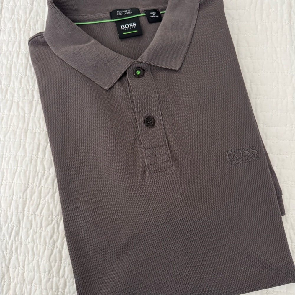 BOSS Gray Slim-Fit Polo Shirt - Picture 6 of 7